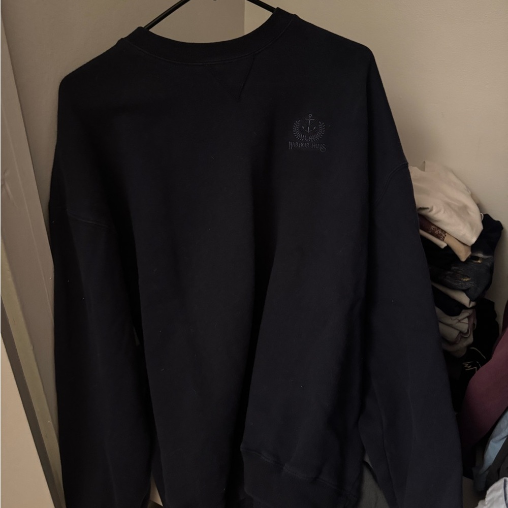 Men's Vintage “Harbor Hills” Navy Blue Crewneck